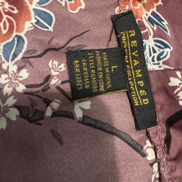 Silk like kimono Style Mauve floral elegant luxury Cottagecore Cherry Blossom - Picture 4 of 4